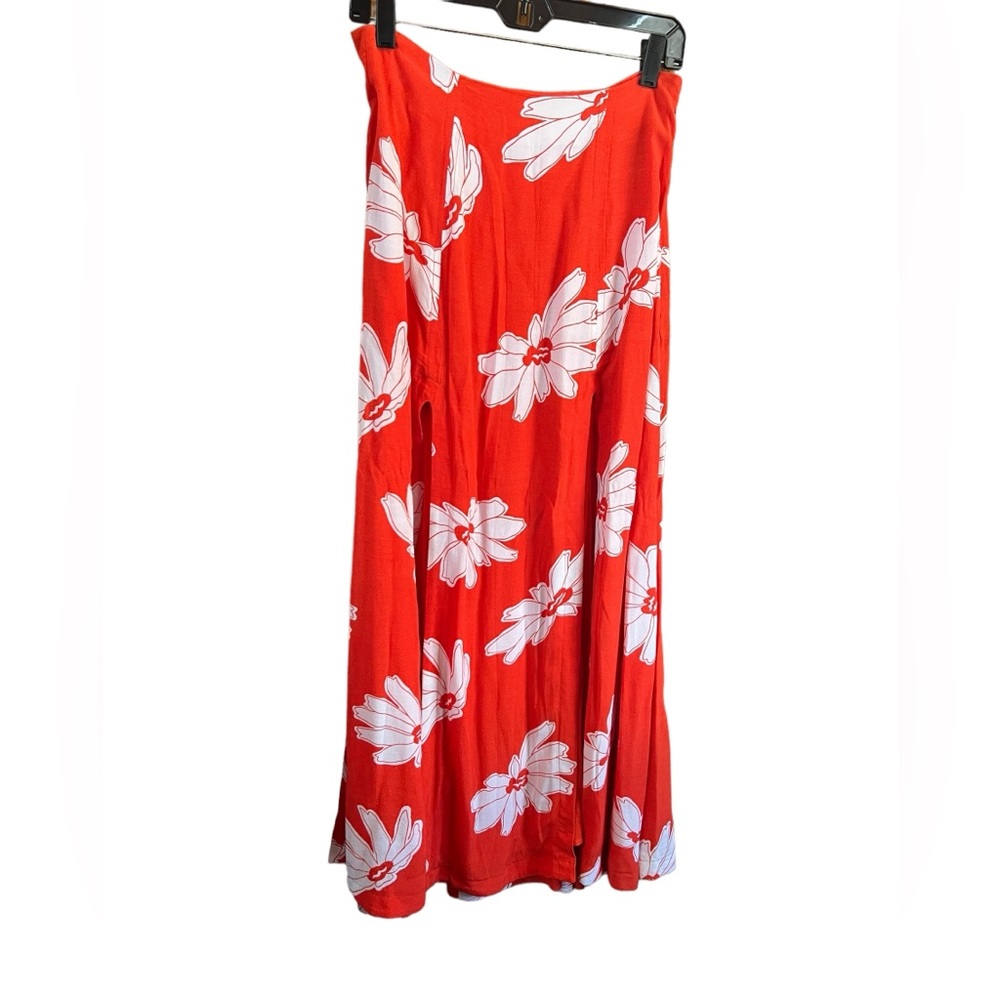 Maeve by Anthropologie Floral Midi Skirt High Slits Lined Size 6 - Picture 2 of 6
